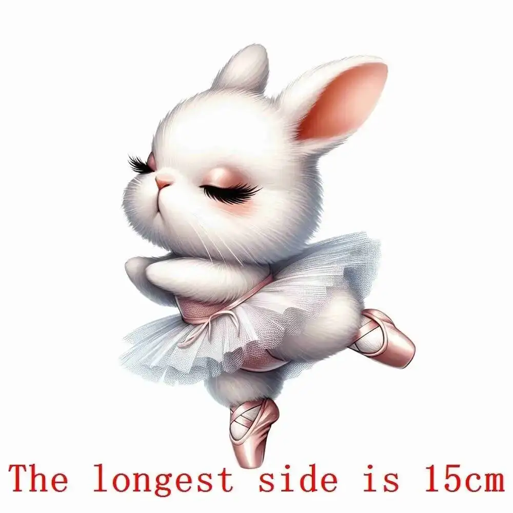 15cm Kid Dancing Animal Squirrel Iron On Heat Transfer Sticker For Clothes Pinted Vinyl Thermal Appliques Washable T-Shirt Decal