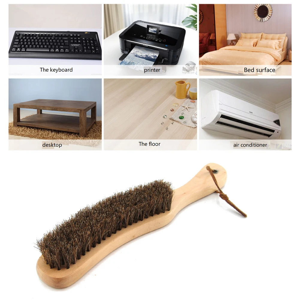 Portable Wood Handle Bed Lint Brush Sofa Coat Cleaning Tool Dust Removal Brush for Clothes Home Clean Brush with Lanyard