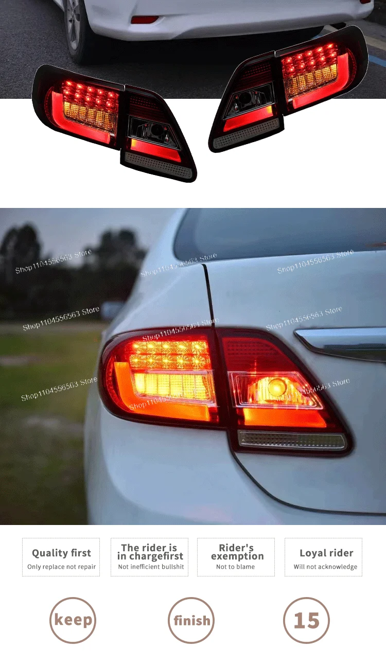 ل Toyotas Corollas LED الضوء الخلفي الجمعية 2011 2012 2013 LED السيارات الضوء الخلفي مع بدوره مصباح إشارة مصباح إشارة الفرامل