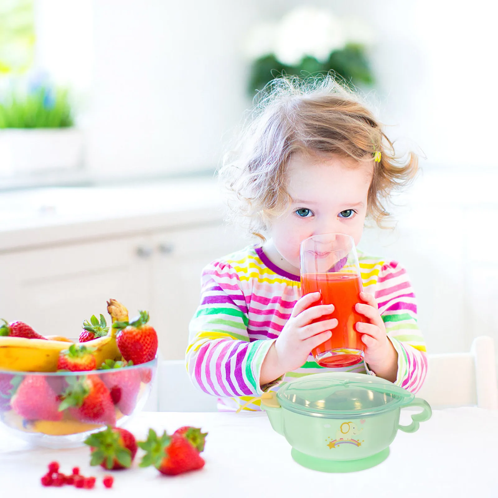 

1Set Baby Feeding Set Suction Bowls Stainless Steel Toddler Bowls for Independent Eating Infant Spoon Mealtime Training