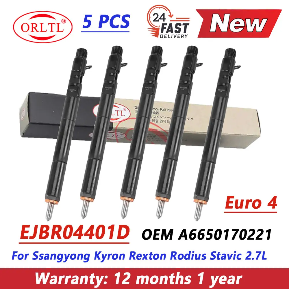 5PCS EJBR04401D New Diesel Injecor A6650170221 Nozzle 6650170221 EJBR04401Z For SSANGYONG Kyron Rexton Rodius Stavic D27DT Euro4