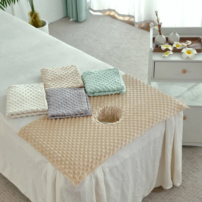 Soft Velvet Bean Bed Head Towel, Face Lying Sheet for Beauty Salon Spa Massage Therapy Bedding Sheets with Hole 40x80cm