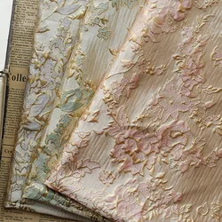 Gold Silk Yarn-dyed Jacquard Fabric Vintage Suit Dress Case Bag Fashion Sewing Design Wholesale Material Cloth by the Meter Soft