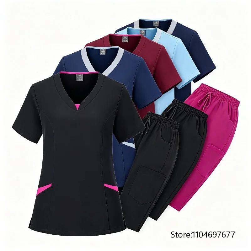 Medical Scrubs Set Women Hospital Work Surgical Clothes Doctor Top Pants Beauty Pet Shop Work Clothes Set Dental Clinic Workwear