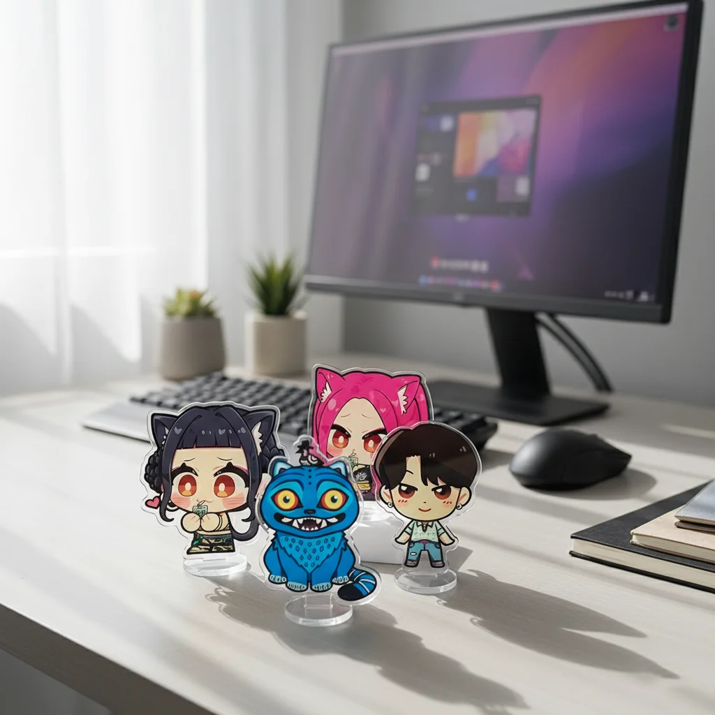 Anime Kpop Demon Hunters HUNTRX 10CM Acrylic Figure Keychain Stand Halloween Christmas Gift Collectible Character Decor