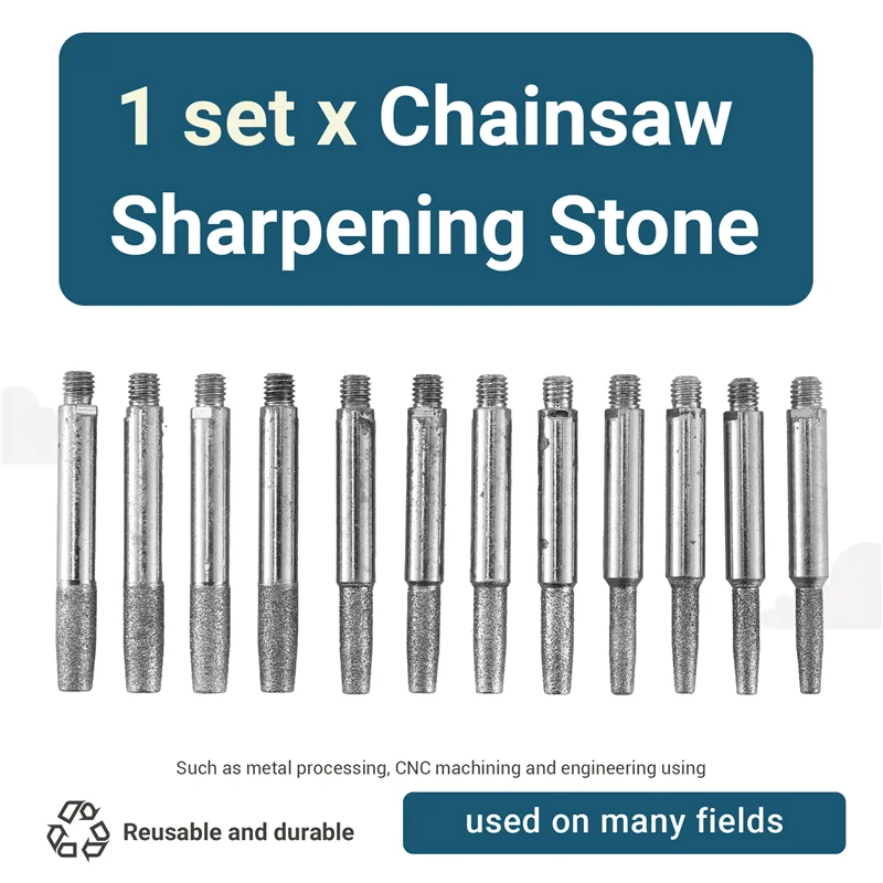 

ABEZ Chainsaw Sharpening Stone, Chainsaw Grinding Stone, 12PCS High Hardness Diamond Chainsaw Sharpener(4Mm, 4.8Mm, 5.5Mm)