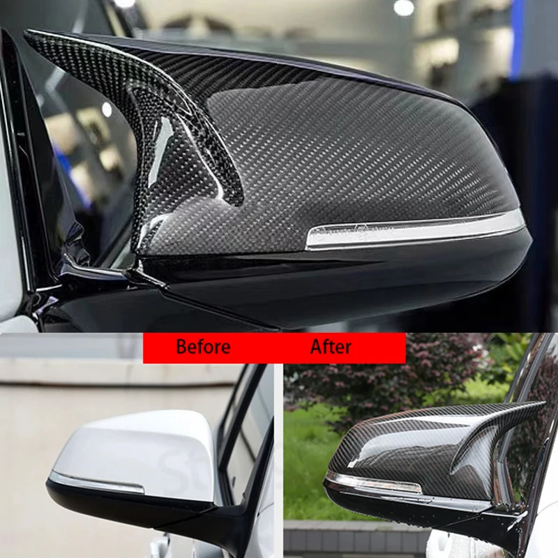 1Pair Rearview Side Mirror Cover Cap for BMW F30 F31 F34 F32 F33 E84 F20 2012-2019 Real Carbon Fiber Wing Mirror Housing Cover