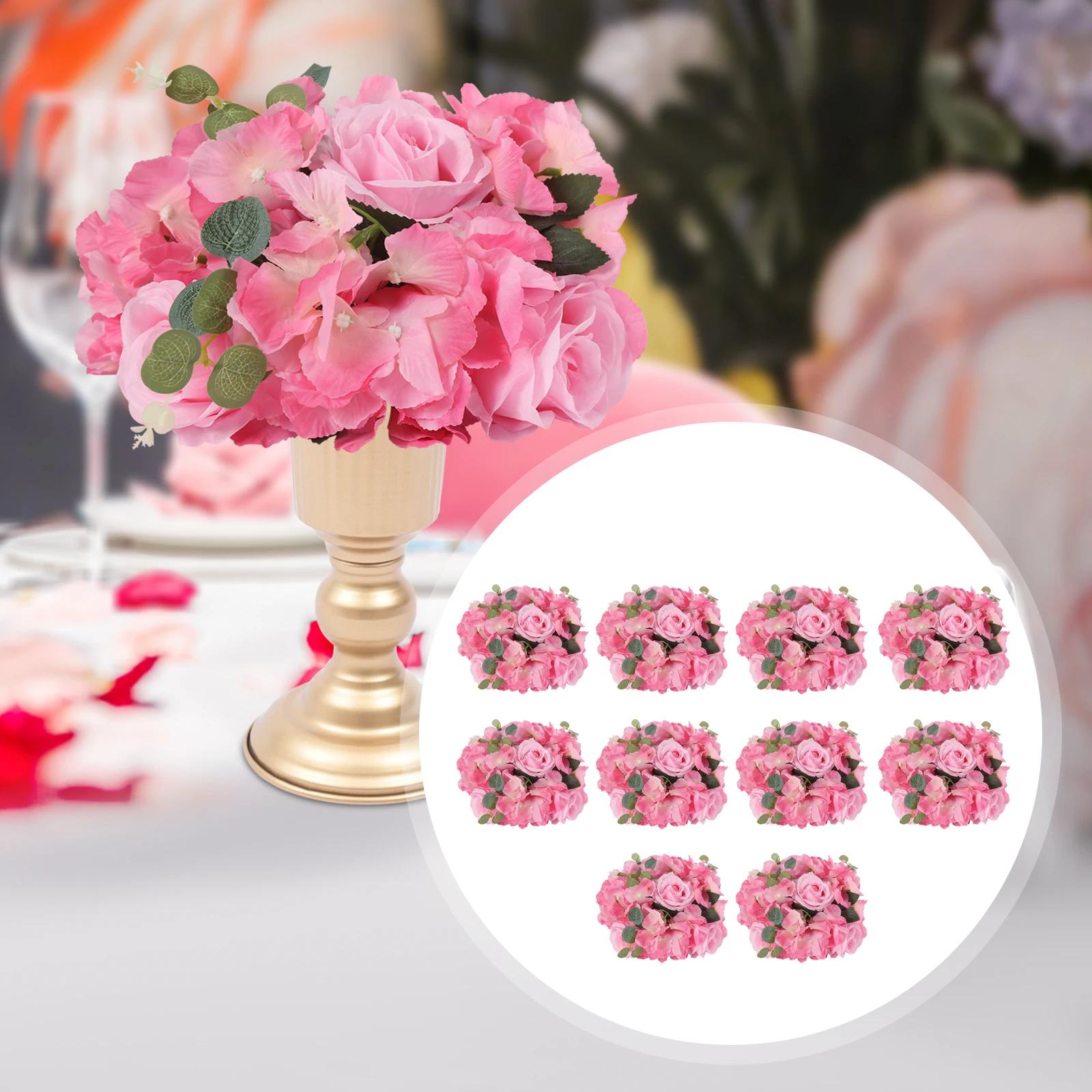 10 Pcs Fake Flowers Roses Balls Artificial Rose Arrangements for Wedding Centerpiece Table Decorations