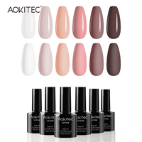 Aokitec Gel Nail Polish Kit 6 Color 7.5ml Gel Polish Set Soak Off Nail UV LED Nails Honeymoon Travel Gel Nail Manicure Kit