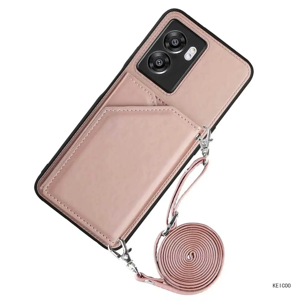 Pluggable Card Anti-fall Phone Shell for Oppo A57 A72 A77 A92 Realme V23 5G  Cases Dustproof with Hanging Rope  Cover