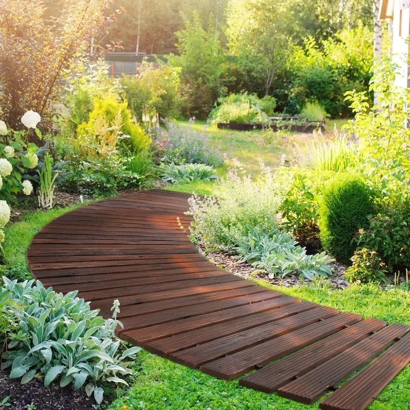 Outdoor Walkway Roll Out Wood Patio Flooring Path Decorative Lawn Patio Pavers Boardwalk Beach Wedding