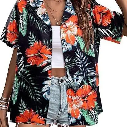 

Women's Summer Shirt Soft Cool Floral Tropical Print Elegant Style Short Sleeve Casual Business Fashion for Ladies