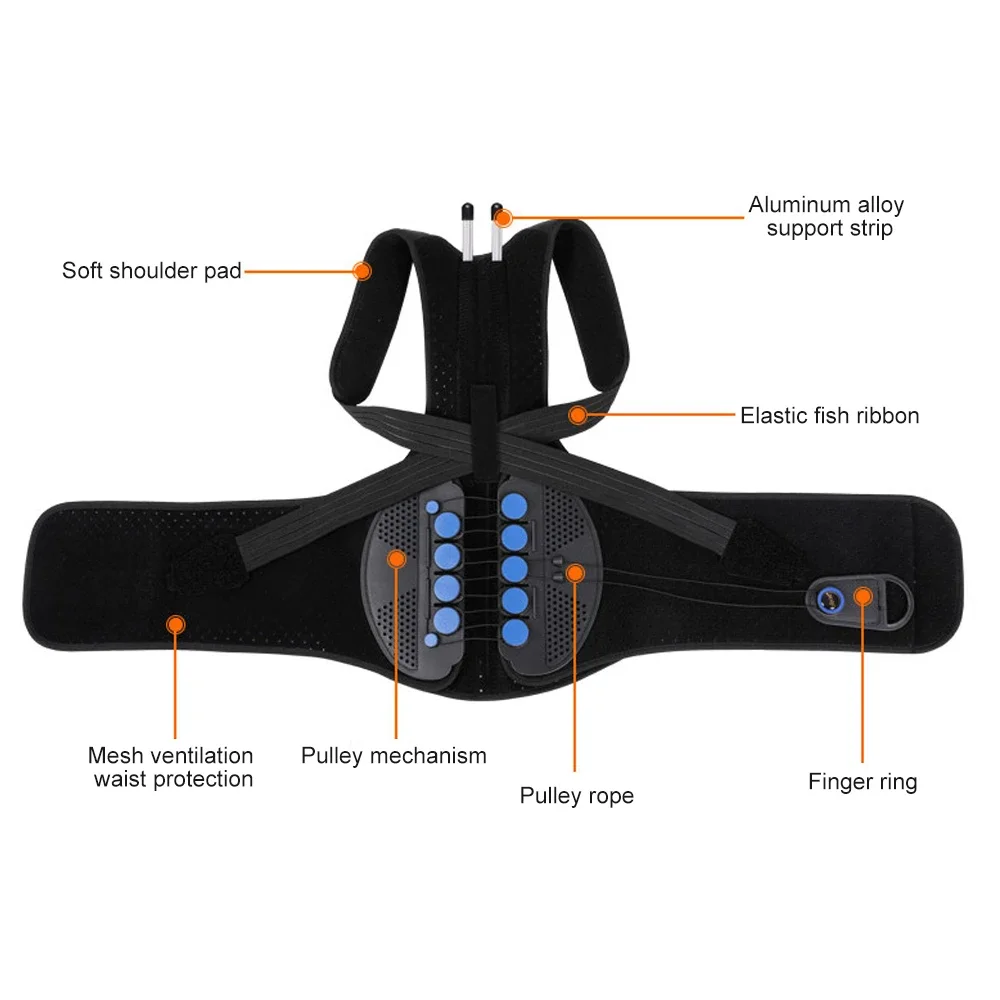 Pulley Posture Corrector Back Brace Shoulder Lumbar Support Belt Humpback Prevent Body Straighten Slouch Compression Pain Relief