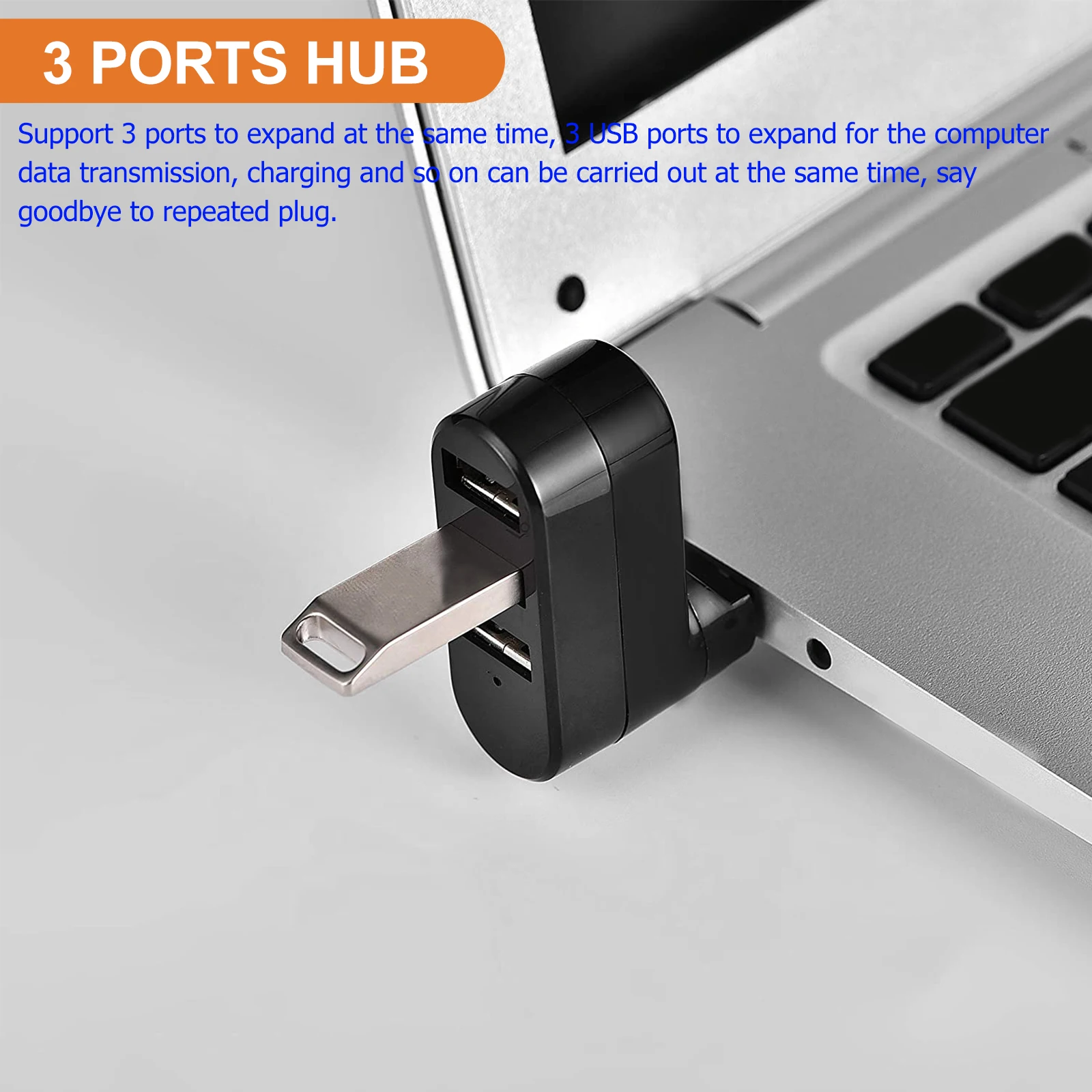 

2pcs USB 3 Ports Adapter Laptop Splitter White Black USB Usb 2.0 Splitter 20 High Speed Data Transfer Computer Accessories