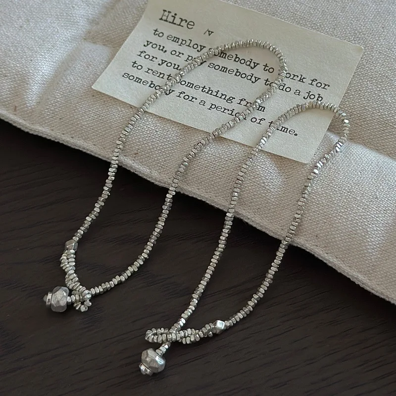 S925 Sterling Silver Korean Version Niche Design Sense Retro Handmade Silver Bracelet Fashionable Retro Jewelry Wholesale