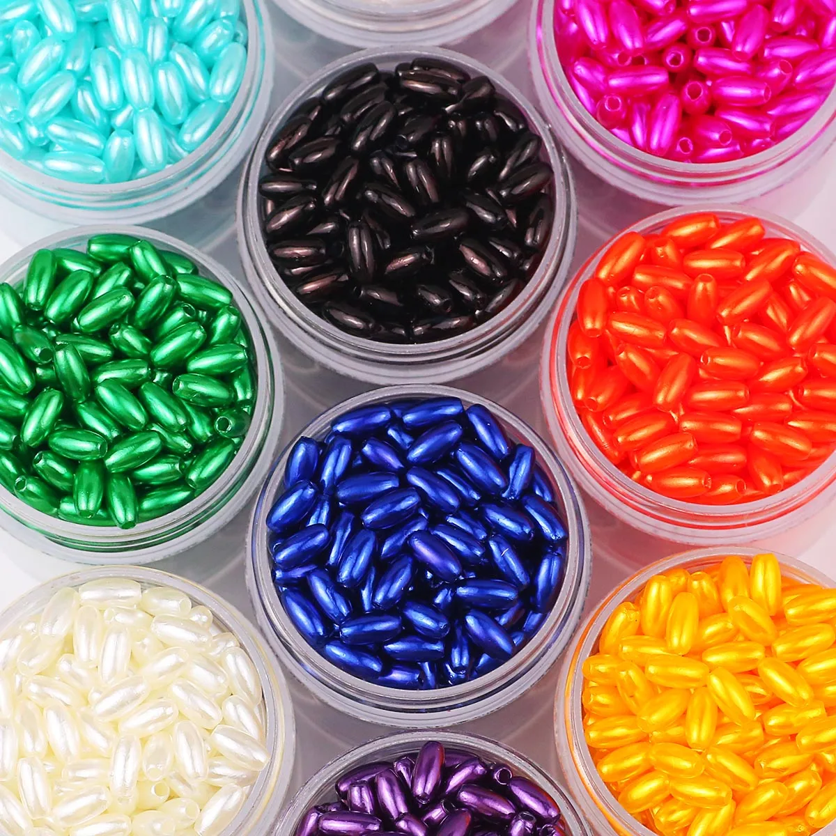 

195pcs 4x8mm Multicolor Plastic Rice Beads Spacer Loose Beads For Jewelry Making DIY Bracelets Necklace Pendants Accessories