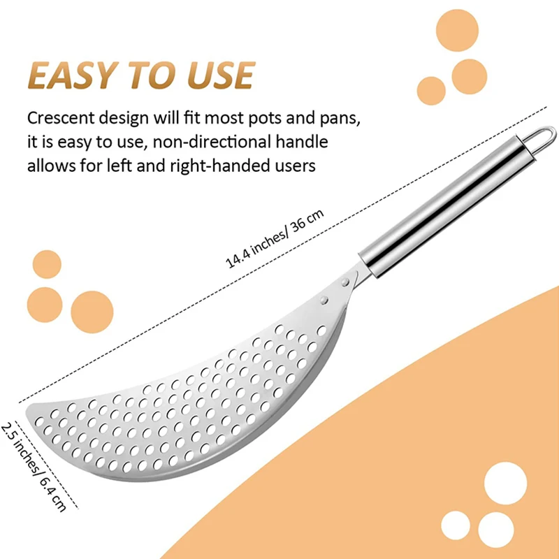 ABKO-2 Pieces Pot Strainer Stainless Steel Crescent Pot Strainer With Handle Pasta Strainer Pan Pot Strainer With Recessed