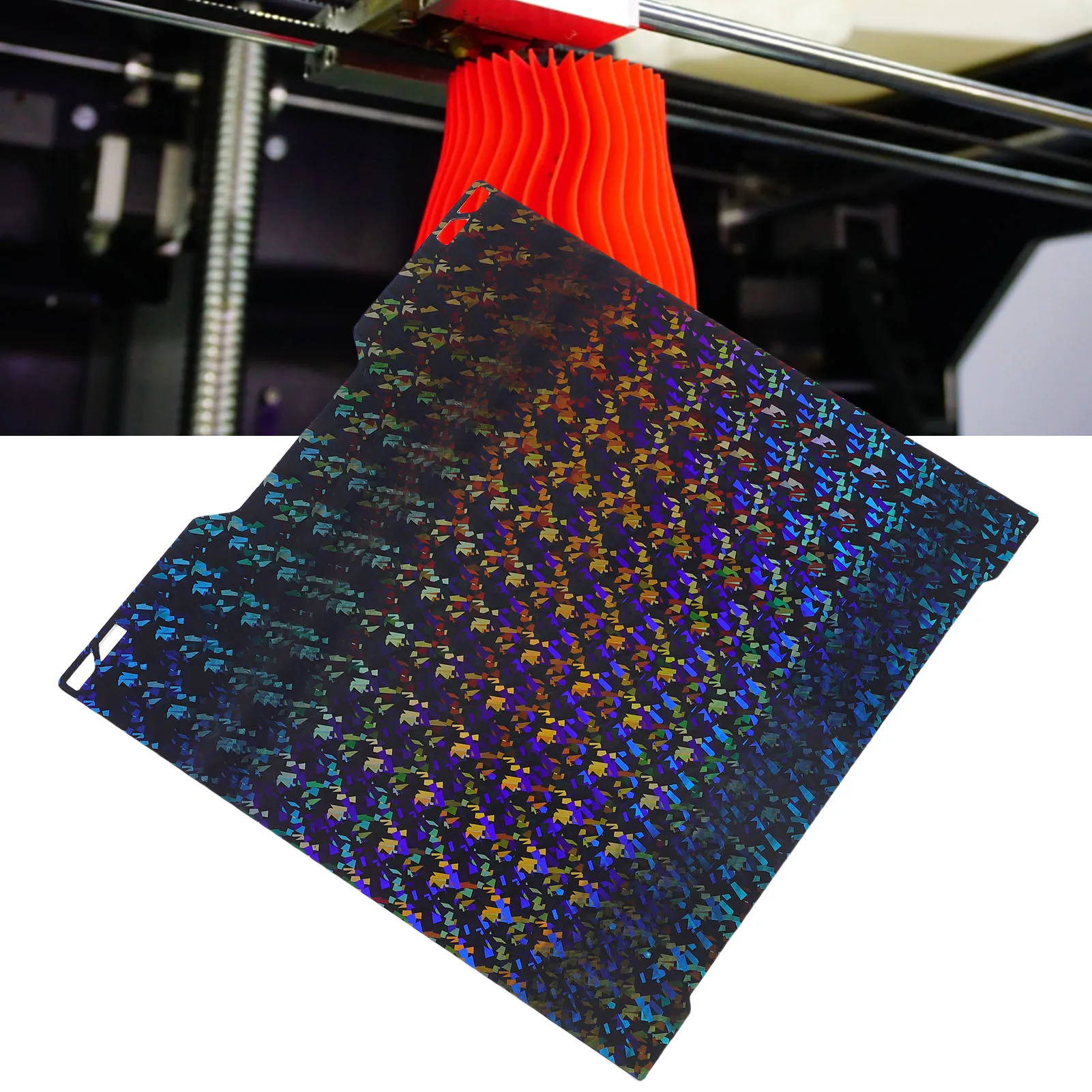 

355x346mm PEC PEK Build Plate Fit for Bambu Lab H2D 3D Printer Glossy Kaleidoscope Confetti Double Side Sheet Flexible Bed