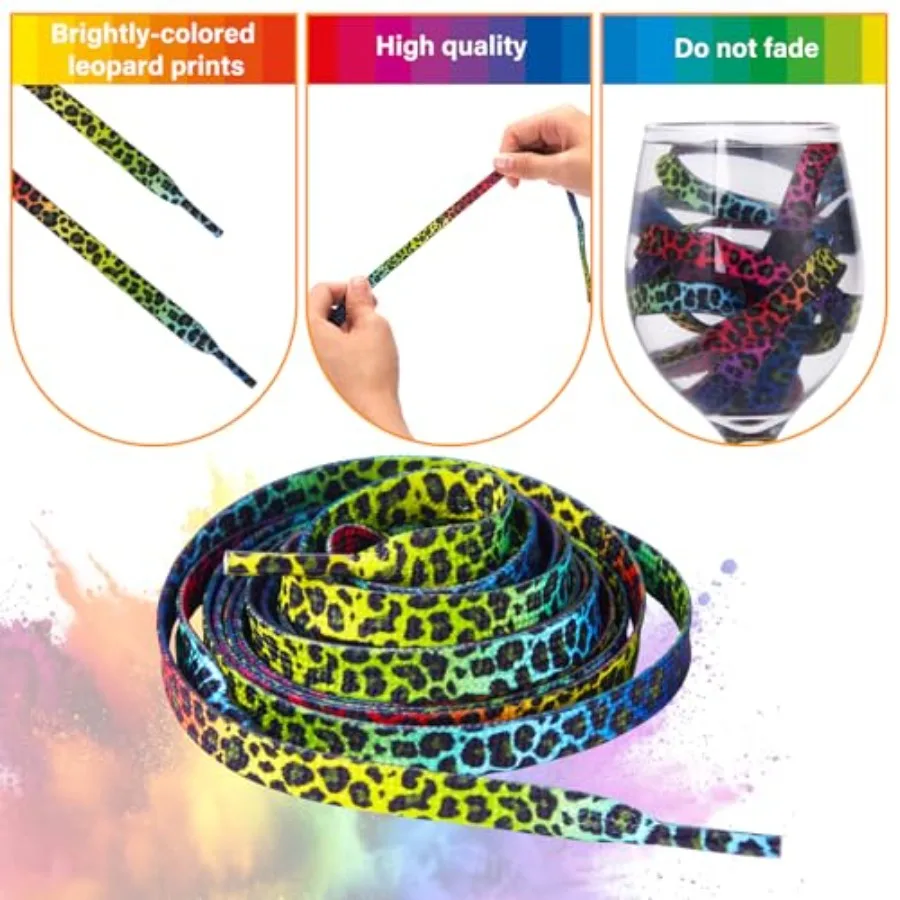 1 P 55 In Leopard Print Raiow رقيقة مسطحة للأحذية الرياضية سلاسل الأحذية الملونة للأحذية الرياضية الدائري وأحذية المدربين الرياضية Lei #3