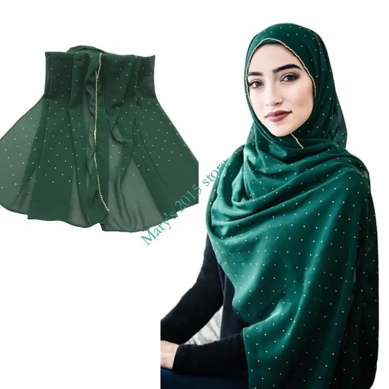 

Kerchief Head Scarf For Women Rhinestones Turban Bandana Soft Breathable Fabric Head Wrap Shawl Suitable For Daily Wear