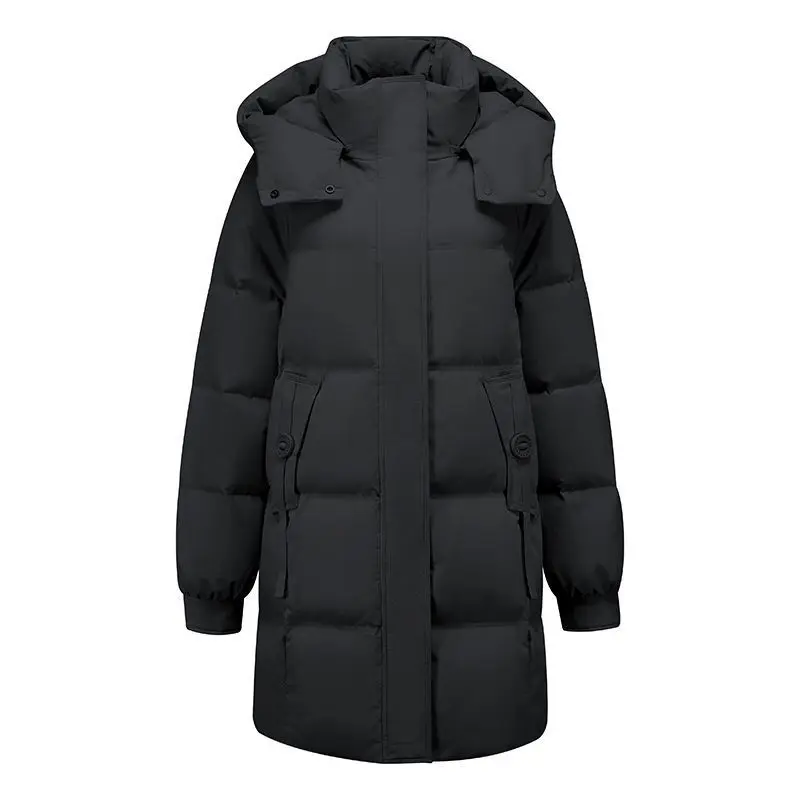 2024 Winter New Women\'s Padded Jackets The Midi Length Is Loose Stylish Solid Color Hood Warm And Comfortable Jacket