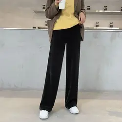Youth Corduroy Sanitary Pants Men's Trendy Brand Leg Tied Sports Pants with Thick Velvet and Loose Straight Leg Casual Pants