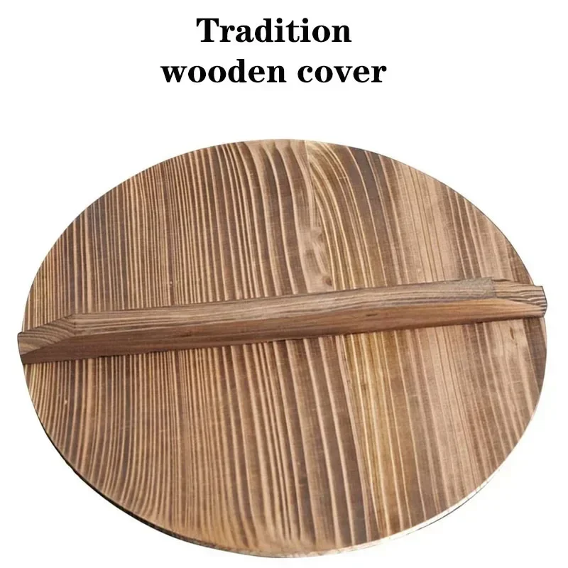 

China Traditional Wooden Drop Lid 30-42cm Wok Cover Large Carbonized Wood Cover Jar Cookware Parts Kitchen Utensil