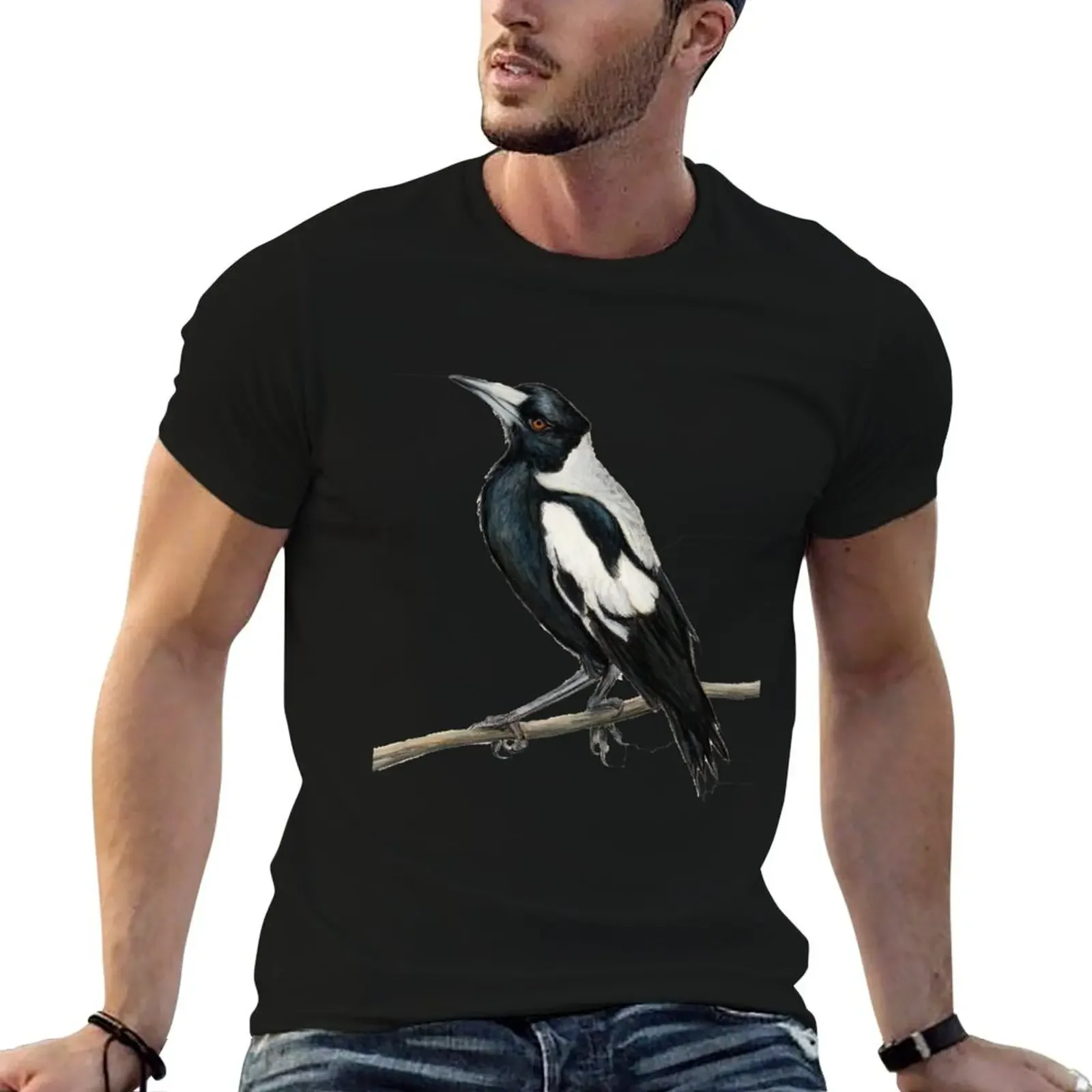 The Australian Magpie, Collingwood's iconic bird - drawing Premium T-Shirt plus size clothes anime tshirt man t shirt shirts men