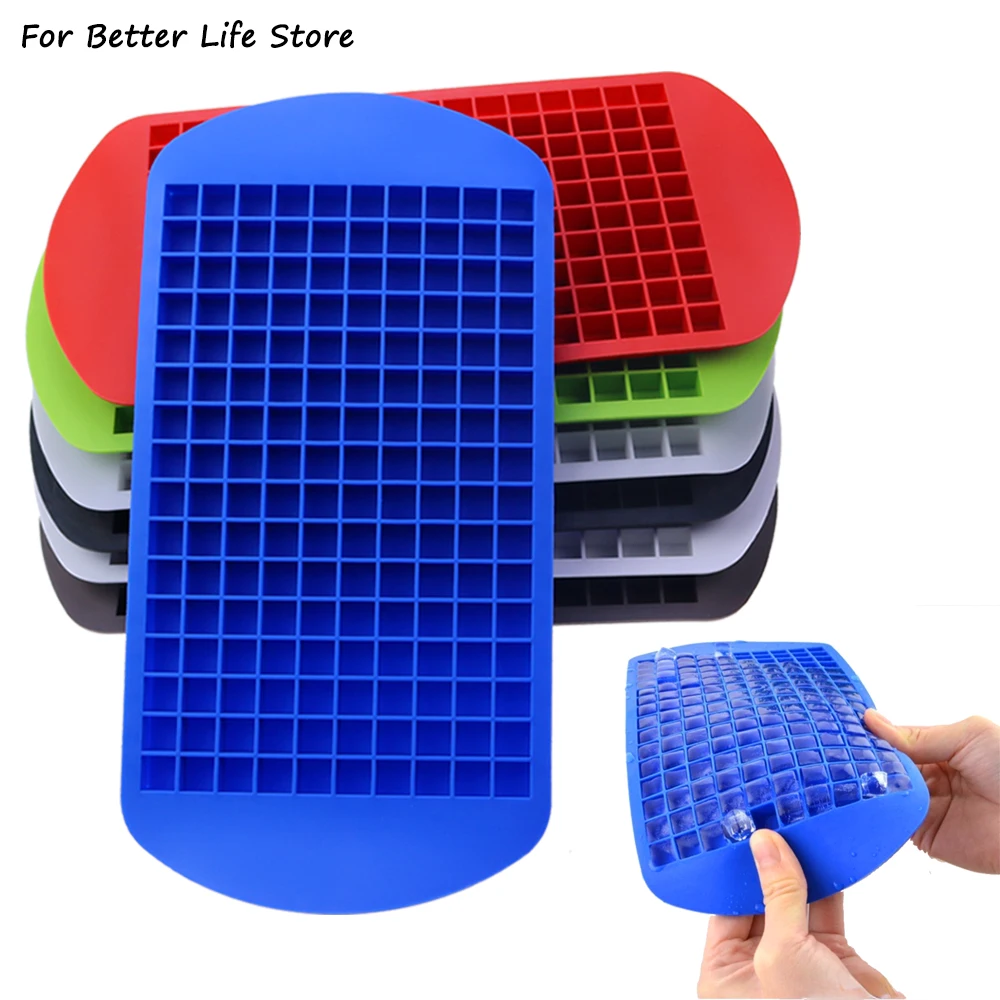 1PC 24x12x1.2cm 100G 160 Grid Mini Food Grade Soft Silicone Gel Ice Cubes Tray Fruit Maker Bar Party Pudding Tool Accessories