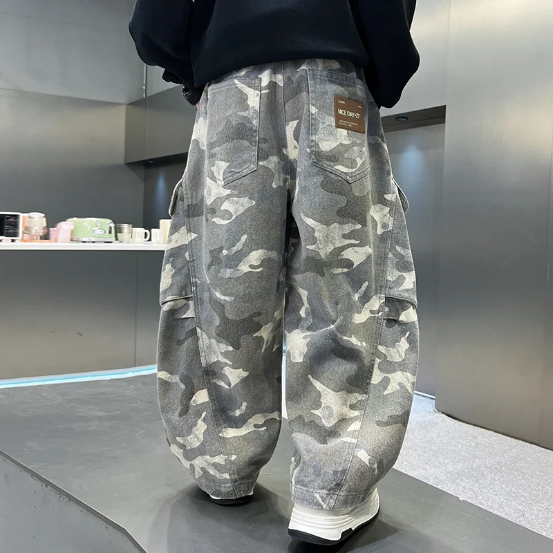 الخريف الاطفال المتعثرة السراويل البضائع المموهة للبنين بنات الرياضة في الهواء الطلق كامو السراويل الطفل السراويل العسكرية مع جيب