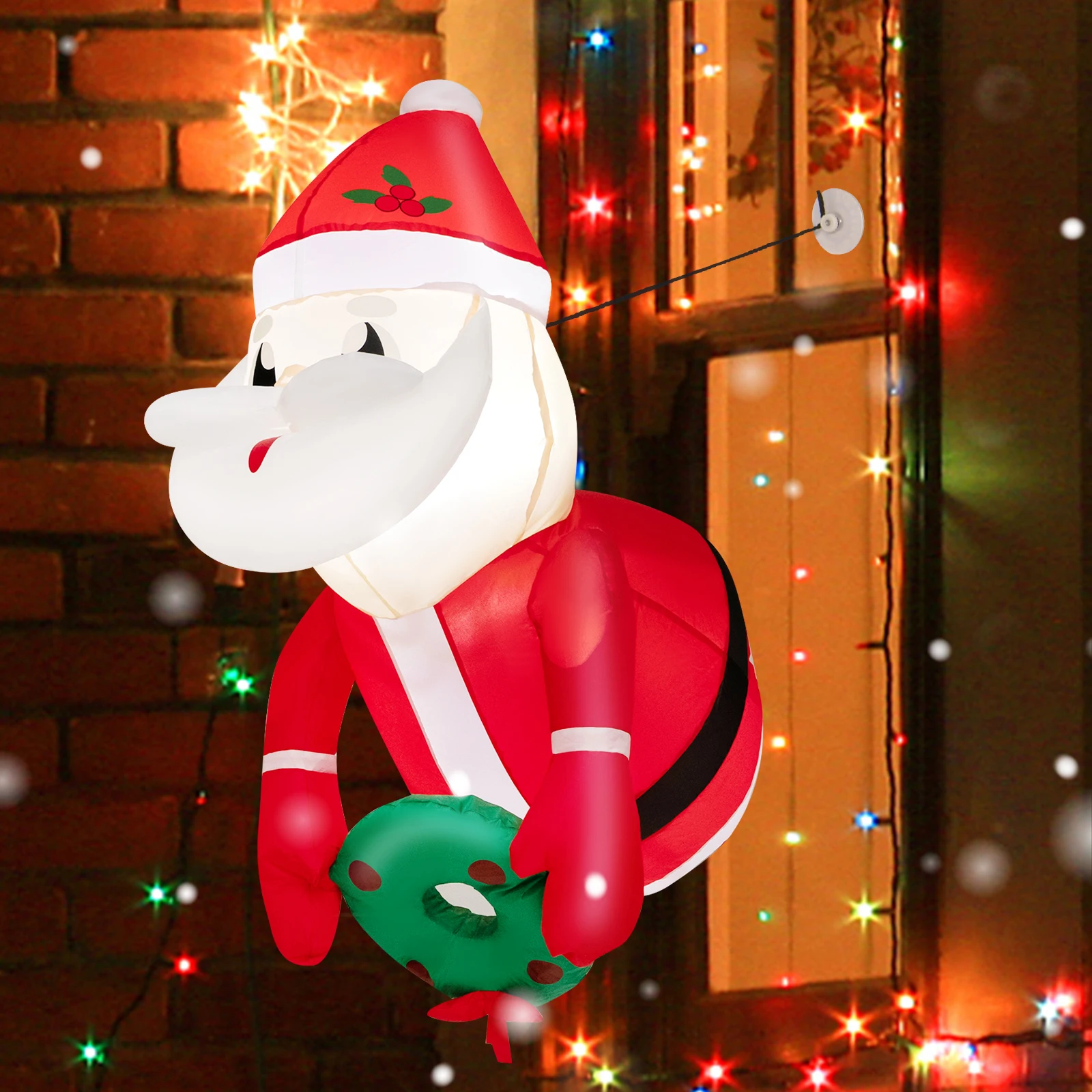 

3.3FT Inflatable Christmas Santa Claus Broke Out from Window Hanging Decoration