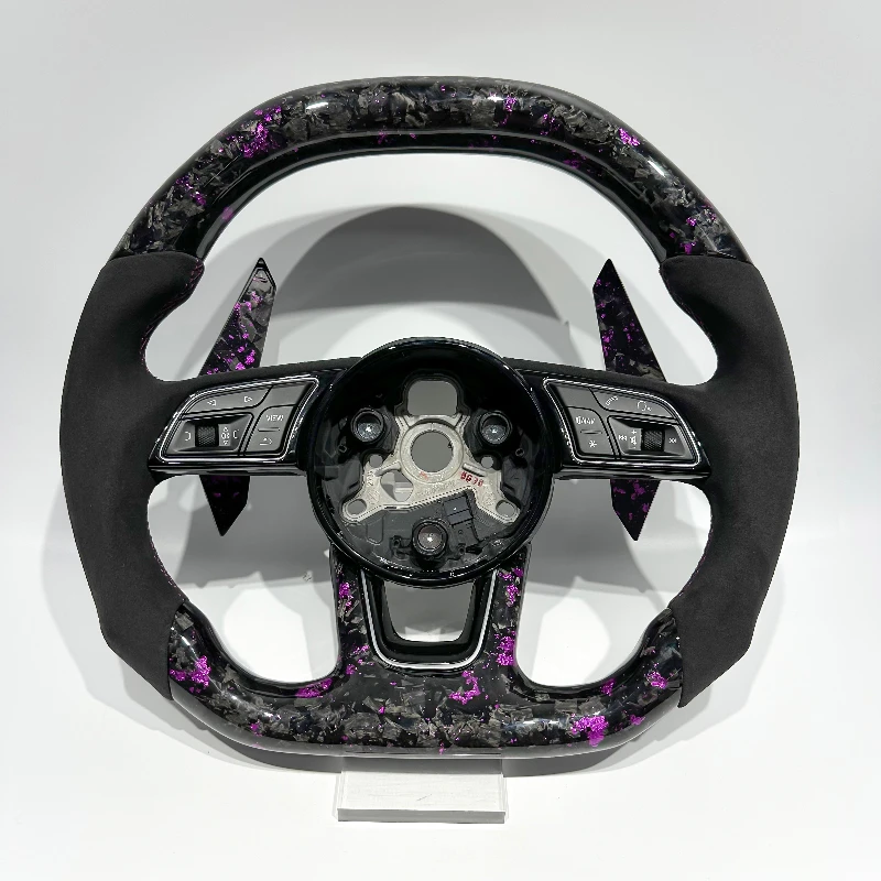 For Audi True Purple Forged Carbon Fiber Flat Bottom Design Customizable Sports Steering Wheel Suitable for Audi A1 A3 A4 A5 A6