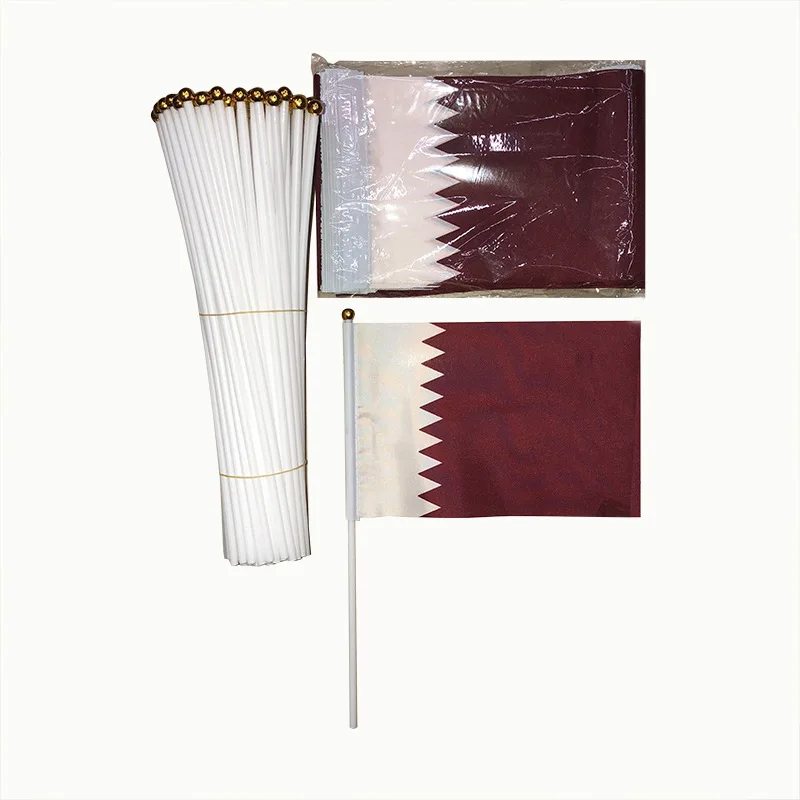 Z-ONE FLAG Qatar Hand Flag 14*21cm World International Qatar Qatari National Handheld Small Waving Flag Football Desk Decor