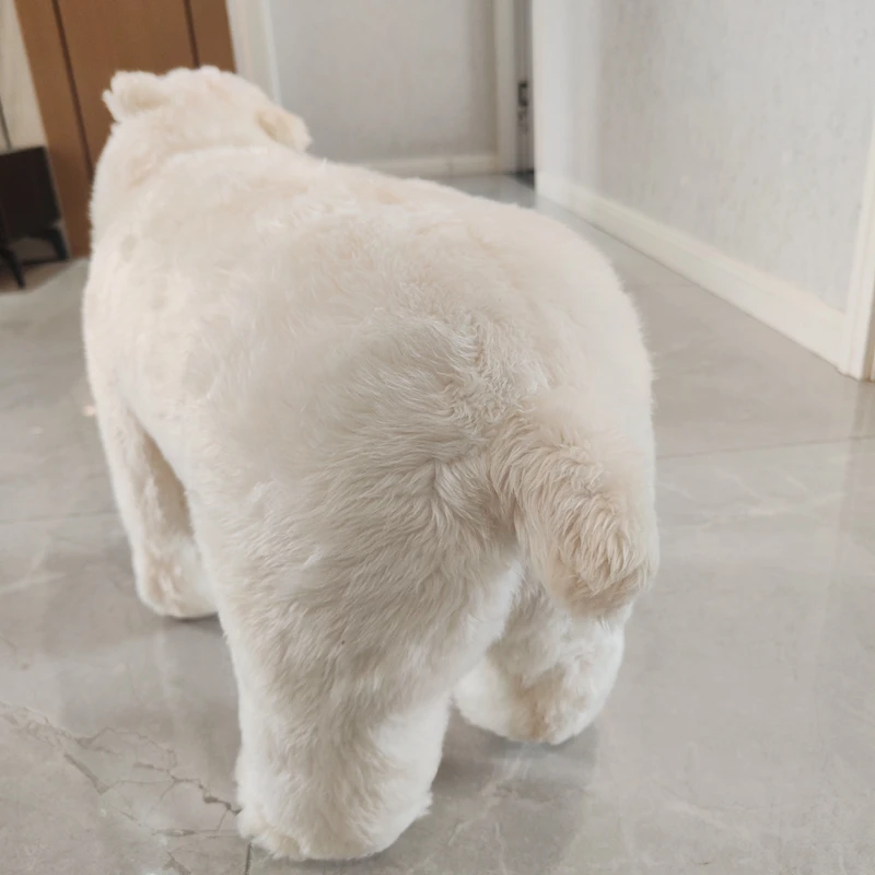 Simulação criativa animal urso polar footstool sofá grande animal bonito urso branco brinquedo de pelúcia menina presente decoração 75x44cm dy10241