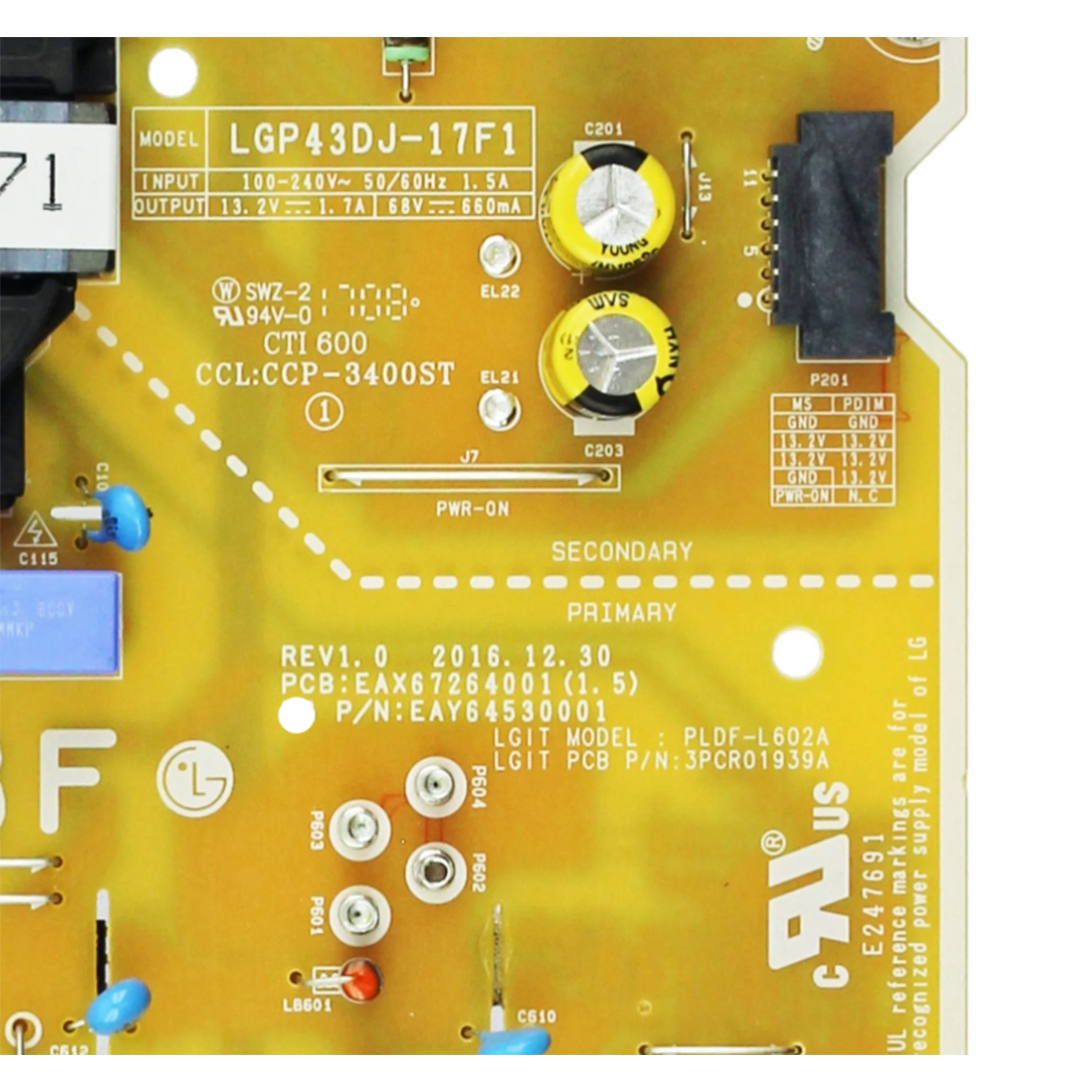 EAX67264001(1.5) EAY64530001 Alimentation LGP43DJ-17F1/Carte LED pour 43LJ5500 43LK5700P 43LM5700P 43LM5700D