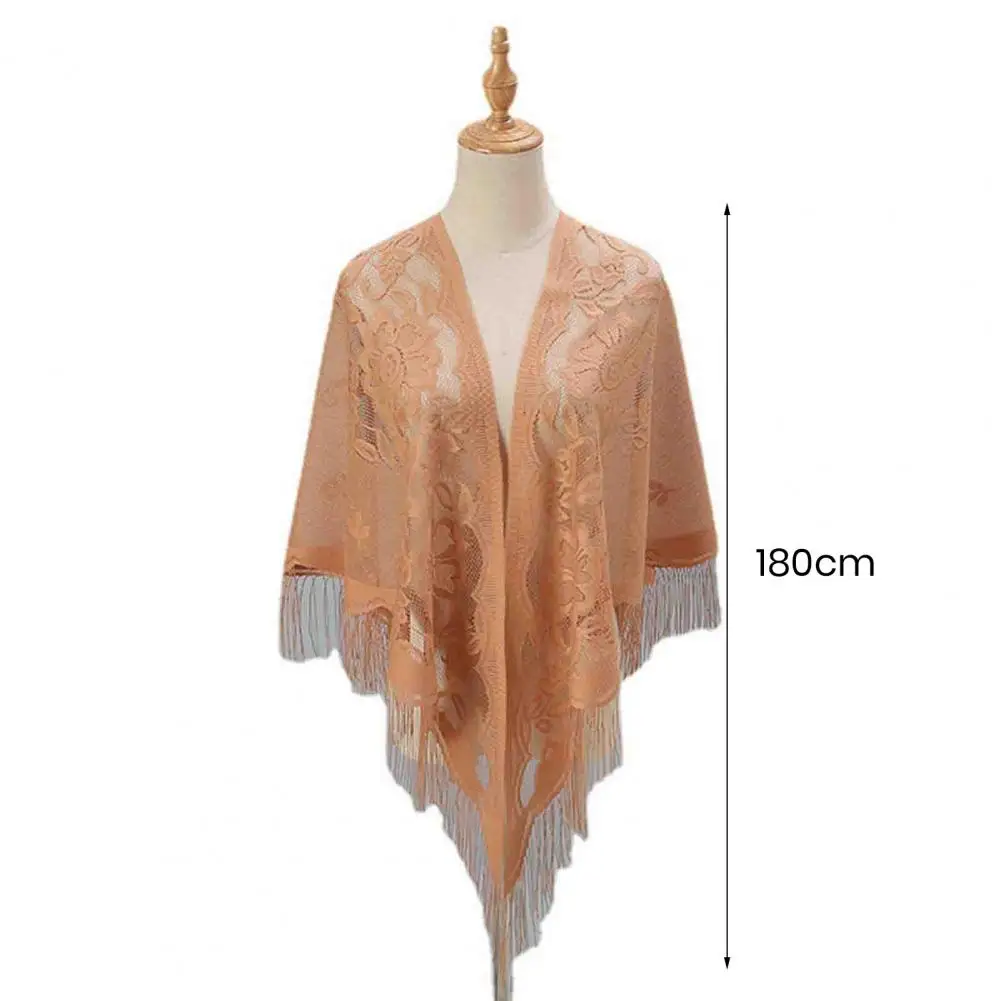 Beautiful Women Scarf Triangle Shape Tassel Irregular Hem Lightweight Summer Prom Scarf  Lady Ball Scarf Decorative