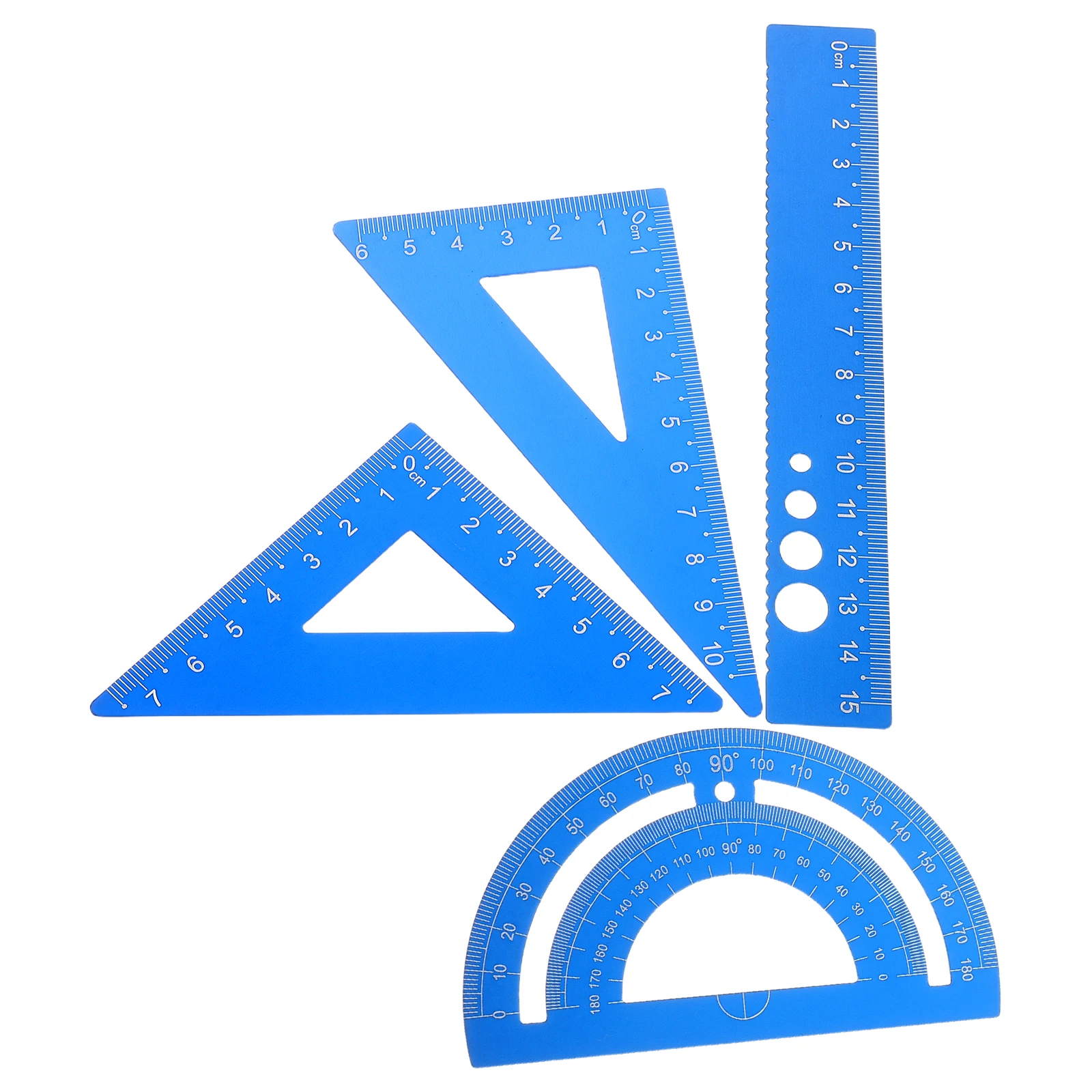 1 Juego de Kit de regla de aleación de aluminio, juego de geometría multifuncional, transportador Triangular, herramientas de medición de borde recto para estudiantes