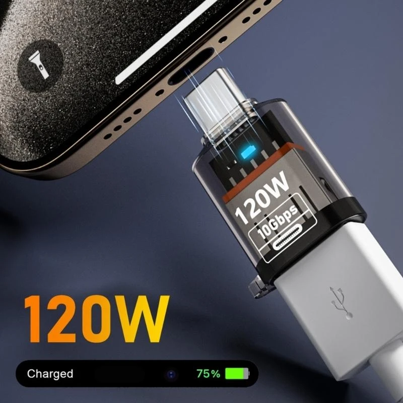 W89C Type-C ~ USB 라이트 지원 120W 충전 10Gbps 데이터 전송 USB C Extender Clear Shell OTG 어댑터가있는 컨버터