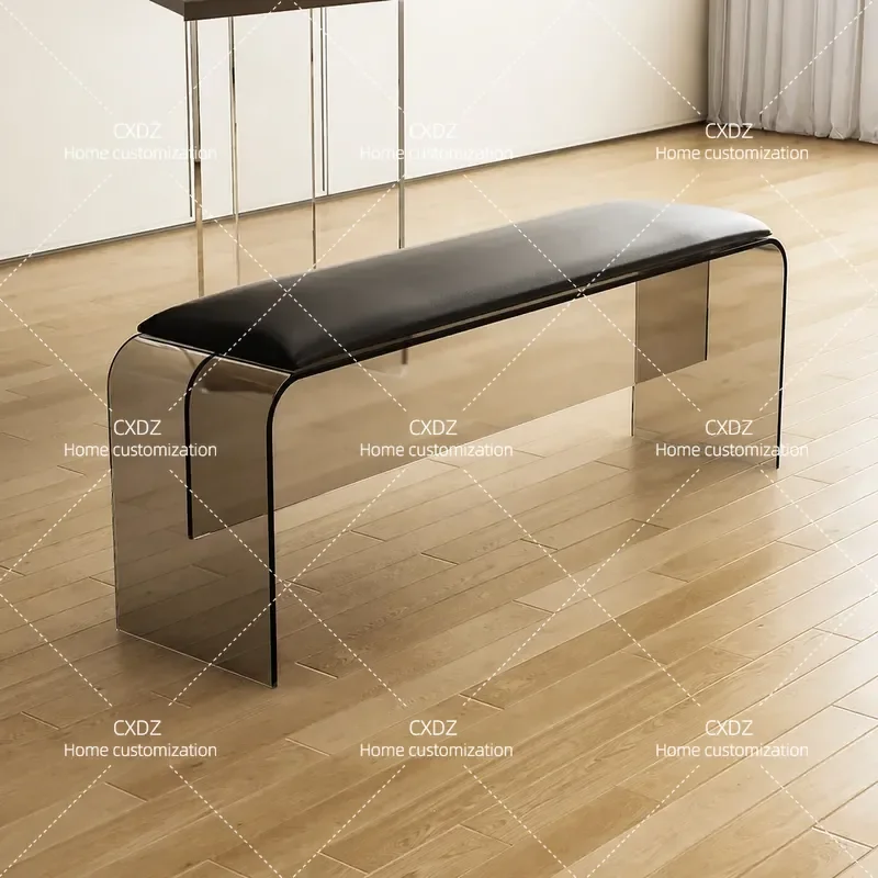 Light Luxury Acrylic Shoe Change Stool Minimalist Bench for Bedroom Bedside Dining Room Entrance Modern Transparent Seat