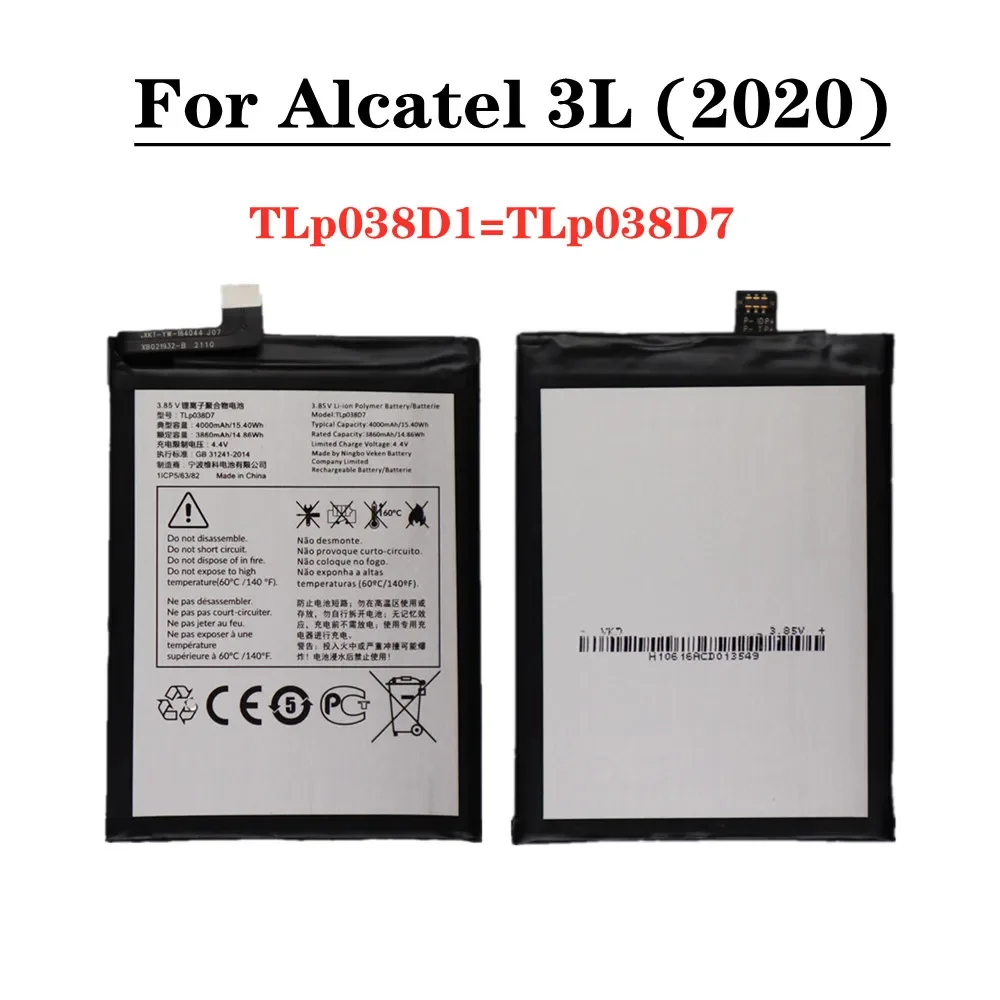 

Новый высококачественный аккумулятор 4000 мАч TLP038D7 TLP038D1 для Alcatel 3L 2020 5029D, сменный аккумулятор