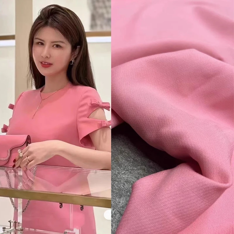 100% Solid Peach Pink Wool Silk Fabric High Quality Luxury Brand Designer Counter Dress Coat Solid Sewn Fashion Fabric Woven Div