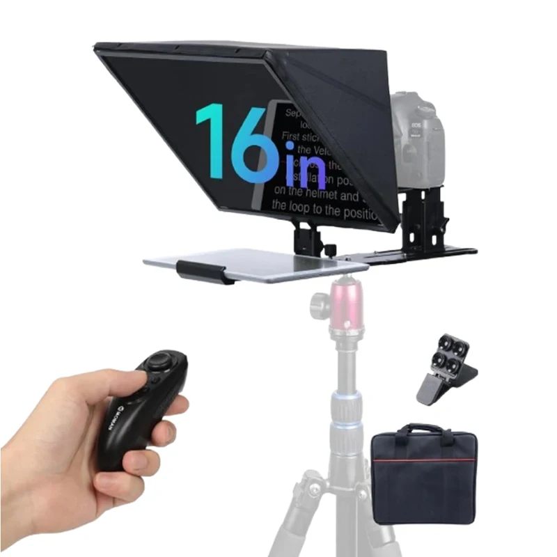 Moman MT16 16 inch Video Prompter Professional Teleprompter for iPad/Tablet Prompting w/ APP Remote Control Filming by Camcorder