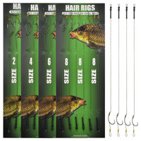 24/48Pcs Leader carp fishing equipment hair rig Ready Made Boilies Bait Tied Feeder Group Carp fishing hooks Tackle 2#/4#/6#/8#