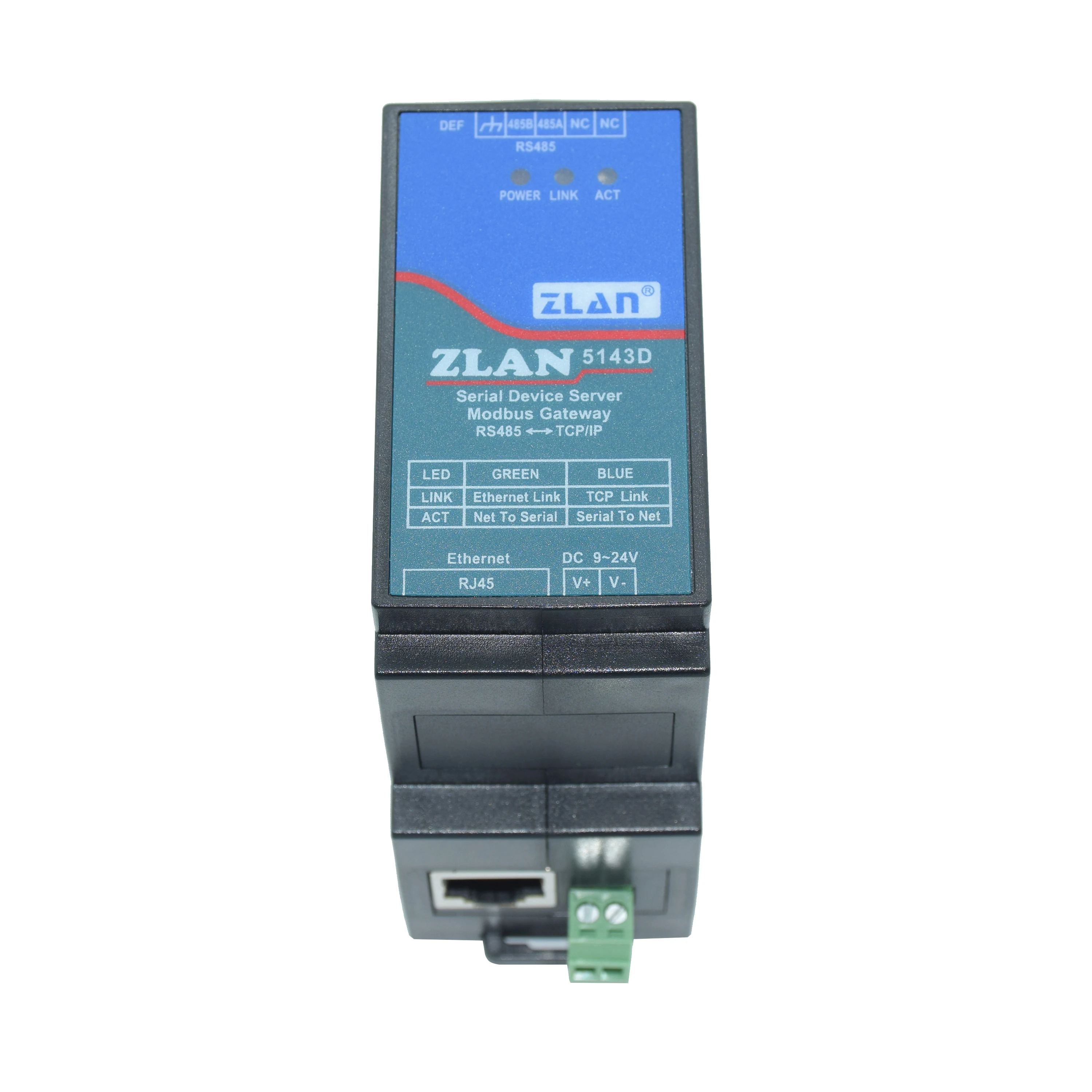 ZLAN5143D DIN Rail RS485 ke Ethernet RJ45 konverter perangkat Server Modbus RTU TCP Gateway