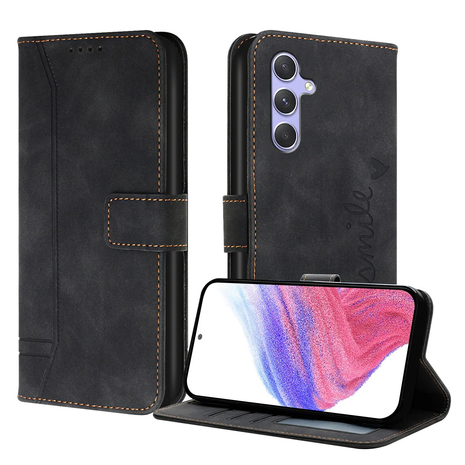 Funda Case for Samsung Galaxy A54 A34 A24 A14 A04E A04 Core A73 A53 A33 A23 A13 A03 Core PU Leather Wallet Phone Case Cover