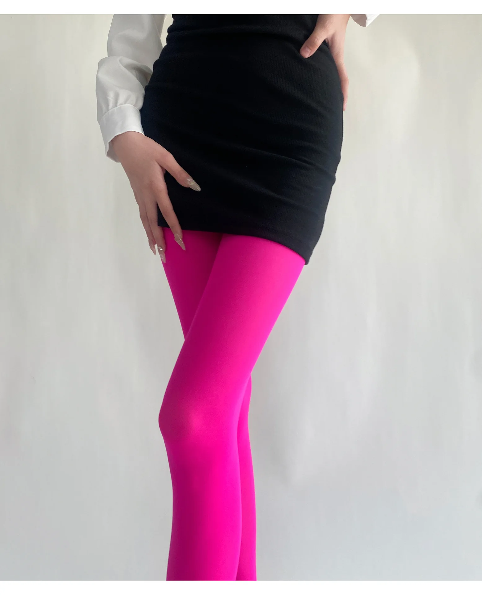 17 لون المرأة مثير لون نقي الجوارب الرجعية جوارب عيد الميلاد الأحمر عالية المرونة التخسيس جوارب طويلة سيدة الجوارب الملونة #