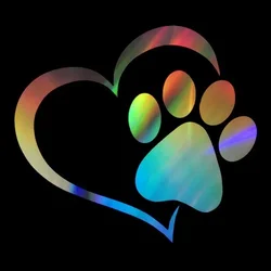 Cute Dog Paw with Peach Heart Car Sticker Cartoon Animal Take Dog Cat Love Pet Car Sticker,11cm*11cm