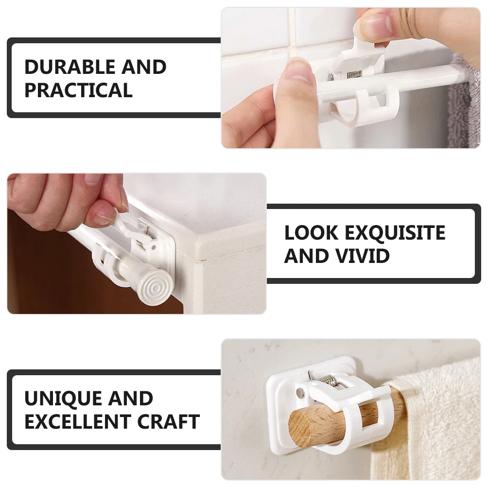 

6pcs Curtain Rod Holder White ABS No Drill Wall Mount Shower Hooks Bathroom Bedroom Kitchen Universal Hangers Strong Load