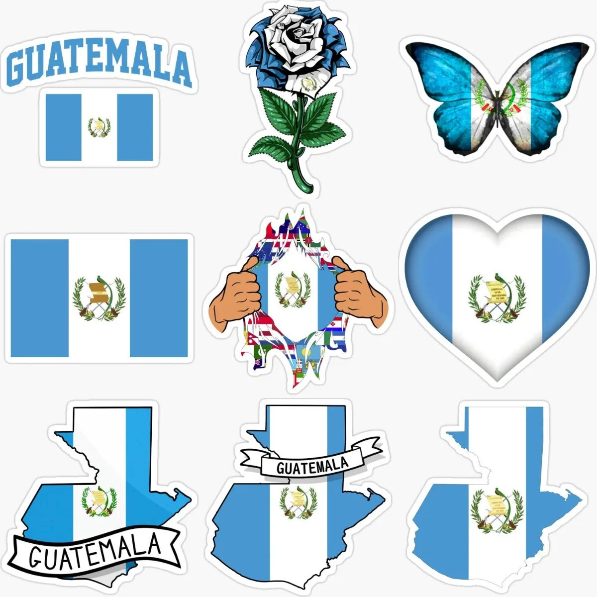 Guatemala Flag Map Creative PVC Waterproof Stickers Accessories for Decorate Car Truck Bicycle Wall Table Off-road Motorcycle