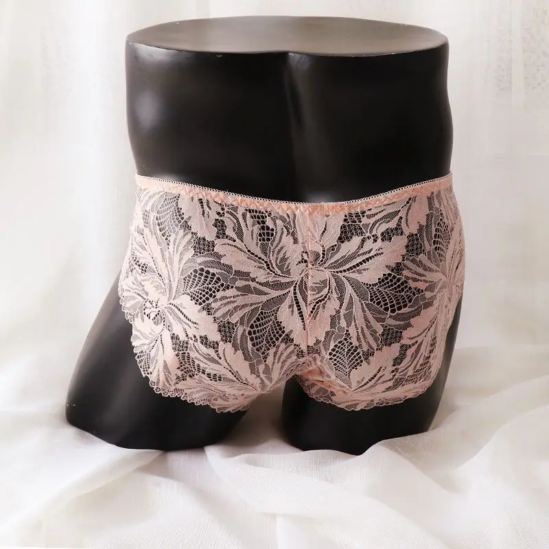 Men's Sexy Mid Waist Lace Breathable Briefs See Through Underwear Pouch Panties Men Sexy Lace Transparent Personal Briefs Bikini